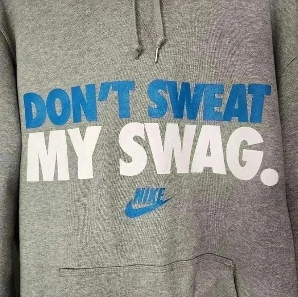 Nike Classic Heathered Gray DON'T SWEAT MY SWAG 3XL Hoodie Sweatshirt Logo - Picture 5 of 6